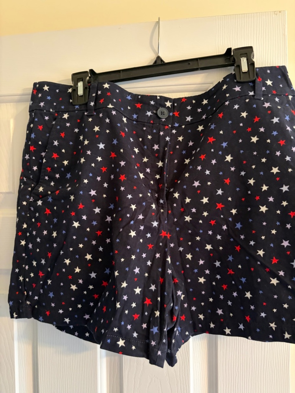 LOFT Navy Star Print Bermudas with Red & White Stars